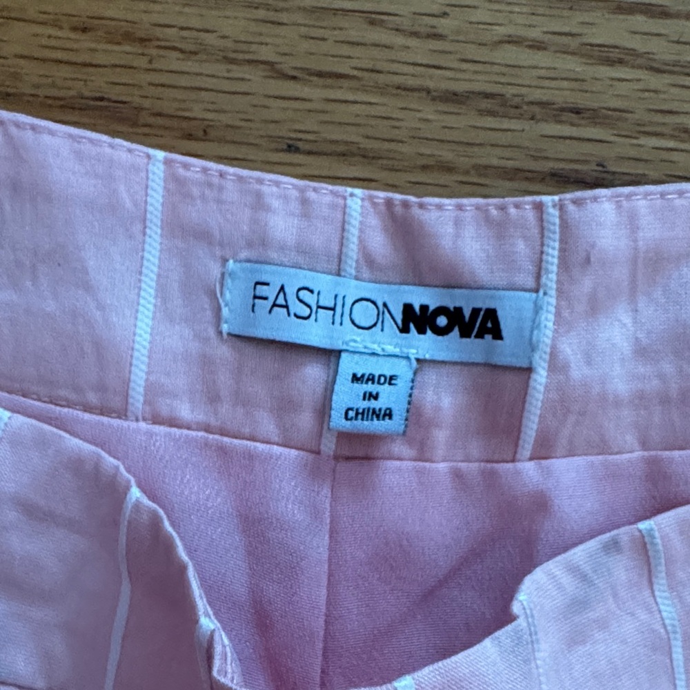 Fashion Nova Pink and White Striped Women's Shorts - Picture 2 of 5